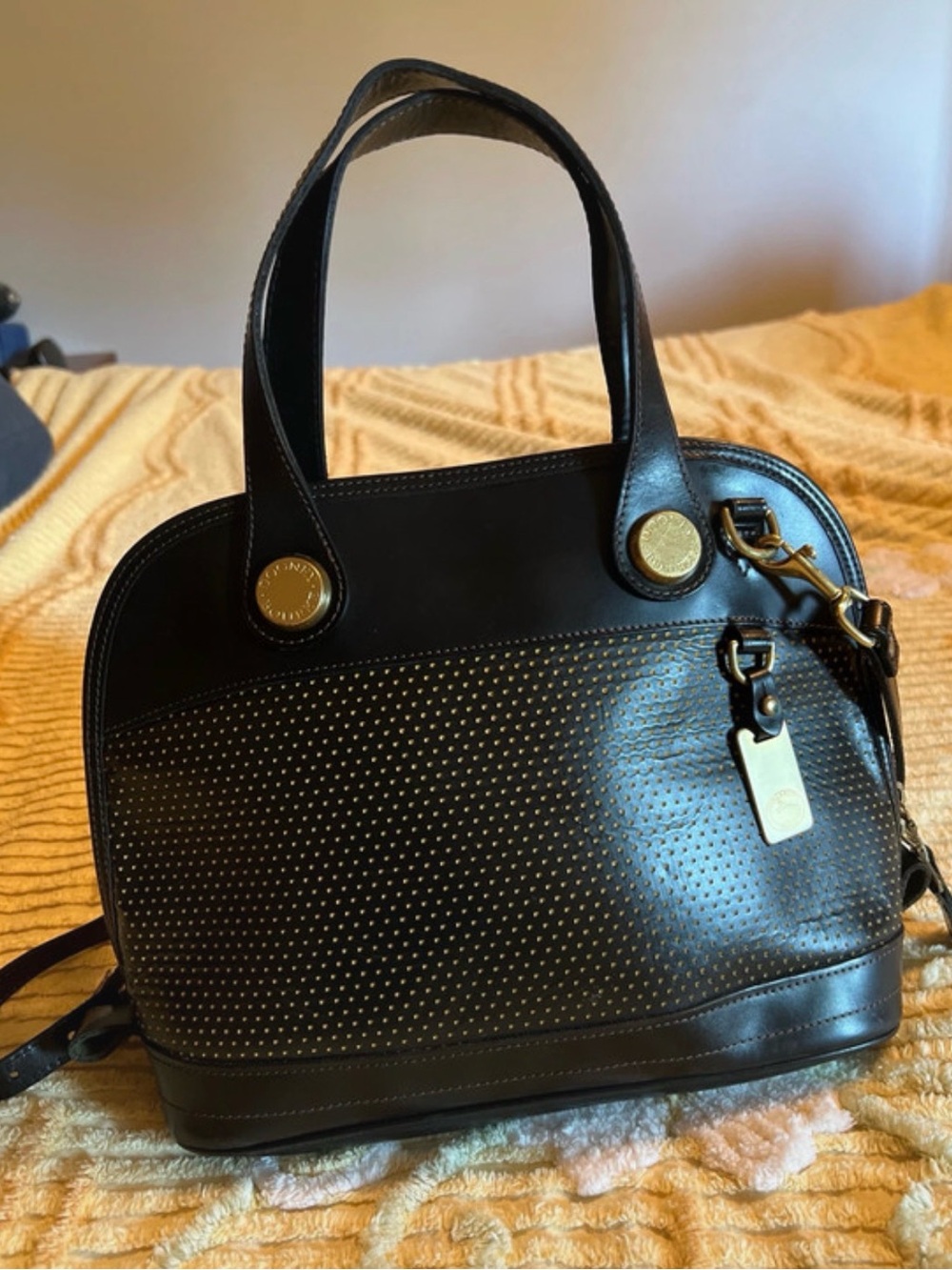 Dooney and Burke Vintage Cabriolet Leather Perforated Dome Satchel